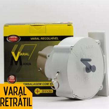 Varal Parede Retrátil Mania 30 Metro + Brinde _ CS03