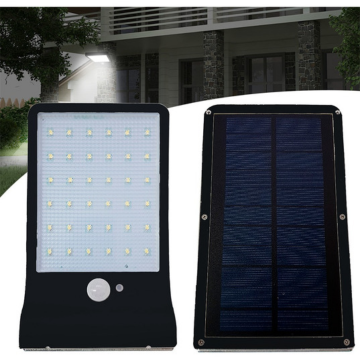 Luminária Refletor Solar Parede 36 Leds Sensor Luz Fria _ CS331