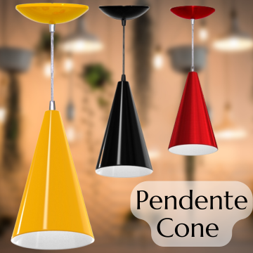 Pendente Cone Alumínio Luminária Decorativa Multicores _ CS126