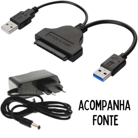 Cabo Conversor Adaptador USB 2.0 SATA + Fonte 12V 2A _ EL121