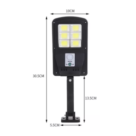 Luminária LED Solar de Parede Refletor Tipo Poste 48 COB com Sensor de Presença - CS538 