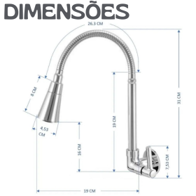 Torneira de Gourmet Metal Cone Parede Mesa Flexível com Chuveirinho _ CS464