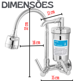 Torneira Gourmet Parede Cozinha Inox Filtro Integrado _ CS130