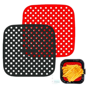 Protetor de Silicone Quadrado Para Fritadeira Airfryer, Microondas, Forno 19cm _ CS526