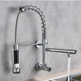Torneira de Parede Gourmet Cromada – Cozinha para Água Fria, Cor Prateada _ CS173  