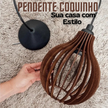 Pendente Vazados Estilo Coquinho Rustico Luminária Mdf _ CS194