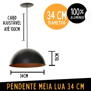 Pendente Meia Lua 34cm Alumínio 2 Cores _ CS214