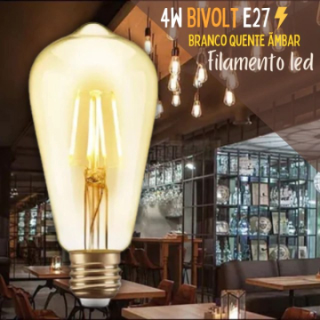 Lampada Filamento Led Retro Vintage Decoração 4w ST64 _ CS573