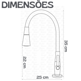 Torneira de Gourmet Metal Cone Bancada Flexível C/ Ducha Prata _ CS04