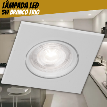 Spot Led 5w Dicroica Direcionável Quadrado Frio Luz Branca _ CS230