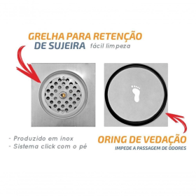 Ralo Click Inteligente Banheiro Aço Inox Pop Up Clic Grande 10x10 cm _ CS555