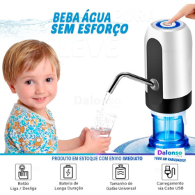 Bebedouro Bomba Água Elétrica Recarregável Portátil para Garrafão _ CS450