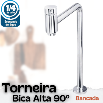 Torneira Bancada Lavatório Link 90° Soft 1/4 Volta Bica Alta _ CS325