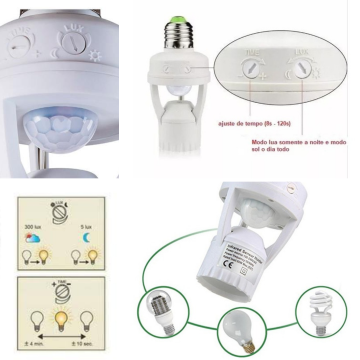 Soquete E27 Com Sensor de Presença e Timer Ajustável _ CS23