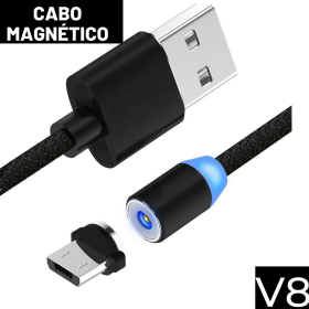 Cabo Magnético para Carregamento de Celular Tipo Micro USB (V8) - EL16 🔌✨