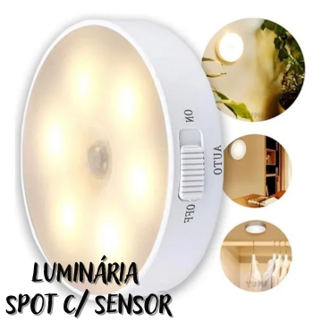 Luminária 8 Led Spot Sensor Presença Inteligente Quente ou Frio _ CS473