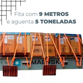 Kit Catraca + Cinta Amarração 5 Toneladas 9 Metros Rabicho _ FE14