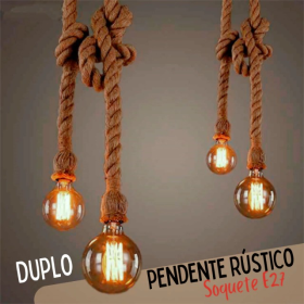 Pendente Corda Dupla Design Rústico Decoração Americana 1m _ CS516