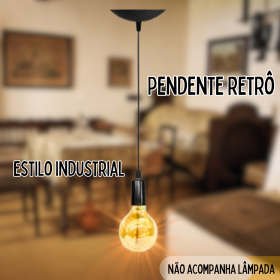 Pendente Fio Cabo Vintage Retrô Estilo Industrial Preto _ CS195 💡🖤