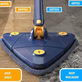 Esfregão Mop De Limpeza Triangular Ajustável Giratório 360° _ CS132