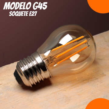 Lampada Filamento Led G45 Vintage Retro Carbono Ambar _ CS496