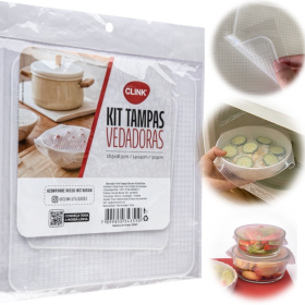 Kit 4 Tampas Vedadoras de Silicone Flexível Multiuso Potes Panelas _ CS418