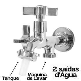 Torneira de Máquina e Tanque Alavanca Redonda Com 2 Saídas _ CS462