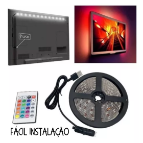 Fita Led 5050 RGB Controle Remoto 3m 5v USB Para TV PC Carro _ CS575