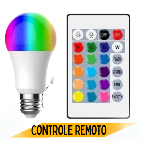 Lâmpada Bulbo LED RGB E27 Bivolt 3W com Controle Remoto _ CS539