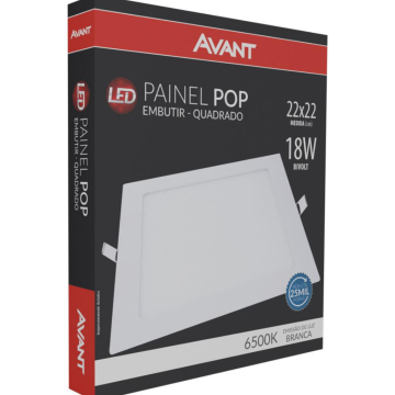 Painel Plafon Led 18w Quadrado Embutir Luminária - CS375