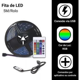 Fita Led 5050 Rgb Usb 5m 30 Leds Ritmo Musical Controle App _ CS163