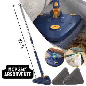 Esfregão Mop De Limpeza Triangular Ajustável Giratório 360° _ CS132