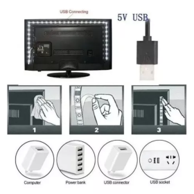 Fita De Led Usb Rgb 5 Metros Controle 5v Embutido Tv Pc Decoração _ CS585