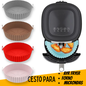 Cesto Reutilizável para Air Fryer Forno Micro-ondas Silicone Antiaderente _ CS521