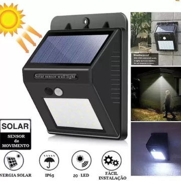 Luminária Solar 20 Leds com Sensor de Presença _ CS438