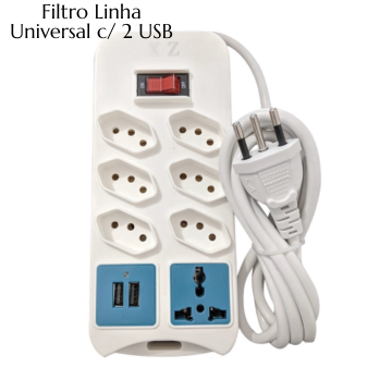 Extensão Elétrica 7 Tomadas Filtro de Linha Com 2 USB _ CS52