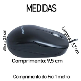 Mouse Multilaser Óptico Classic 800 DPI USB Preto MO179 _ EL87