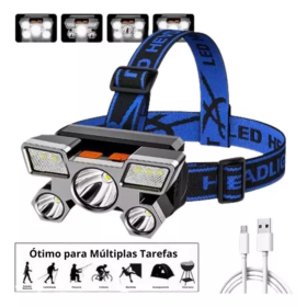 Lanterna de Cabeça 5 Leds Cree T6 Profissional Multiuso _ ES99