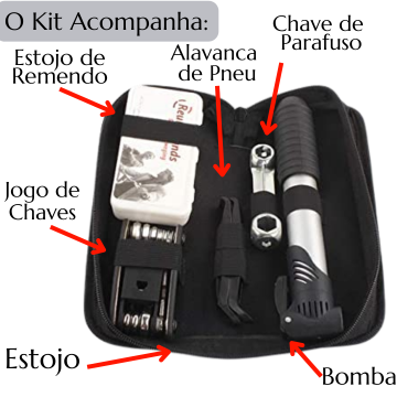 Kit Ferramentas Bike Chaves Remendo Reparo Pneu Bolsa Quadro _ ES36