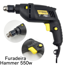 Furadeira de Impacto 550w Hammer Com Botão Uso Contínuo 220v _ FE34