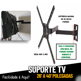 Suporte Para Tv Tri-articulado Lcd Led Plasma 26 A 40 Polegadas _ CS226