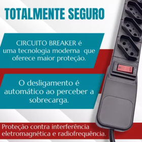 Régua Extensão Elétrica Filtro Linha 6 Tomadas 5 Metros _ CS148 ⚡🔌