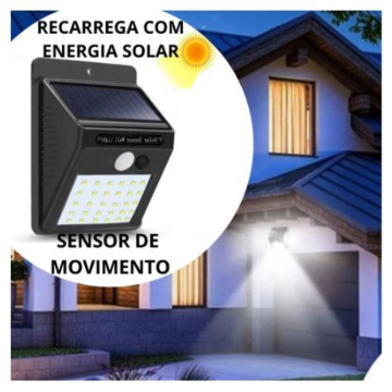 Luminária Solar Balizador 30 Leds Sensor de Presença Resistente a Agua _ CS203