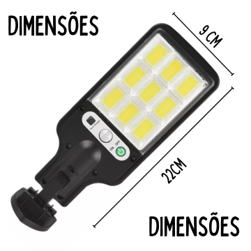 Luminária Solar Poste Parede Refletor 72 Cob Sensor 21W _ CS344