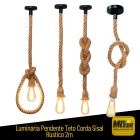 Pendentes Retro Rústico 2 Metros Corda E27 _ CS590
