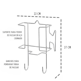 🧺 Suporte para Ferro e Tábua de Passar Cromado _ CS373 