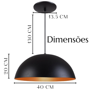 Pendente Meia Lua 40cm Alumínio Duas Cores _ CS248