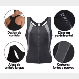 Camiseta Cinta Modeladora Queima Gordura Masculino Com Zíper _ ES04