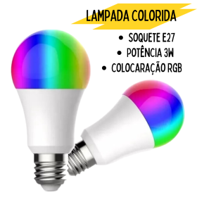 Lâmpada Bulbo LED RGB E27 Bivolt 3W com Controle Remoto _ CS539