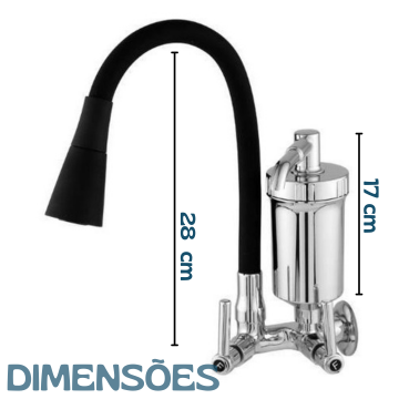 Torneira Cone Bica Móvel Parede Gourmet Com Filtro Vermelha 2 Jatos _ CS305